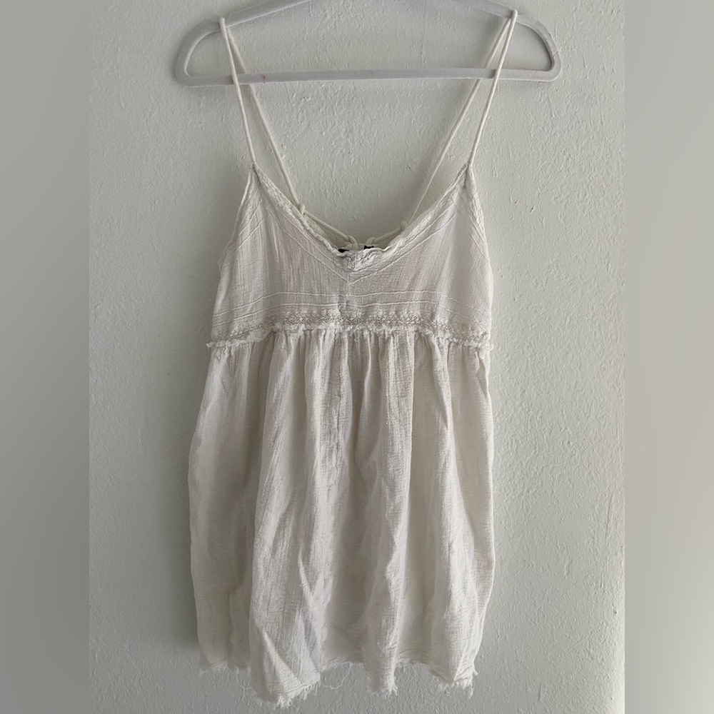 Urban Outfitters Out From Under Babydoll Ivory Tunic Tank Strappy Back Beach L